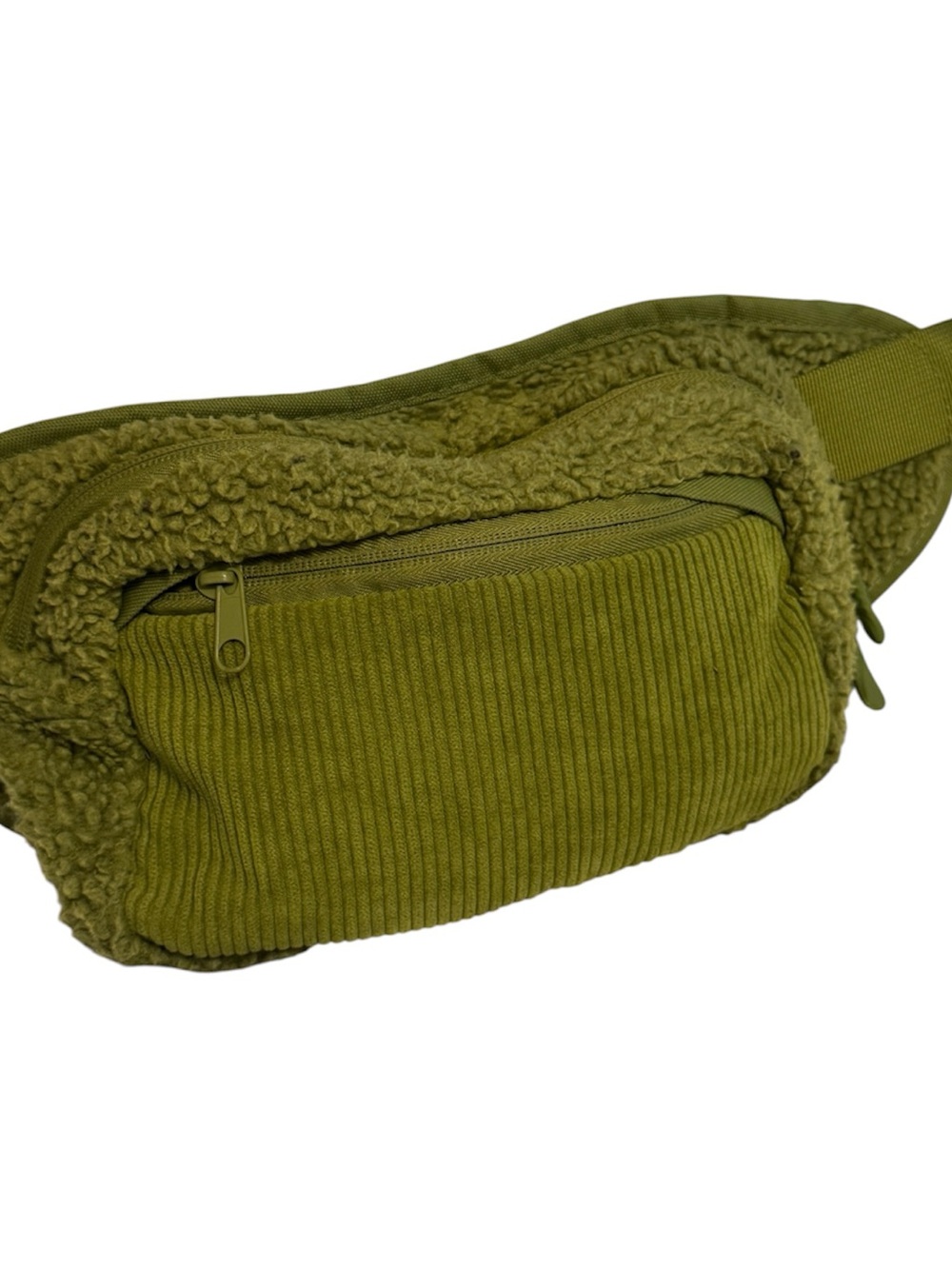 NWOT Olive Green Textured Corduroy & Sherpa Fanny Pack/ Belt Bag